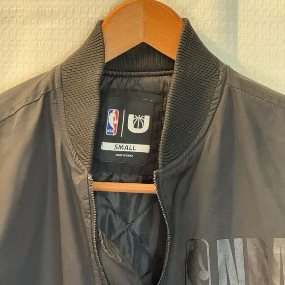 NBA MENS Black BOMBER JACKET  Full Zip Size Small NBA Logo - Picture 3 of 7